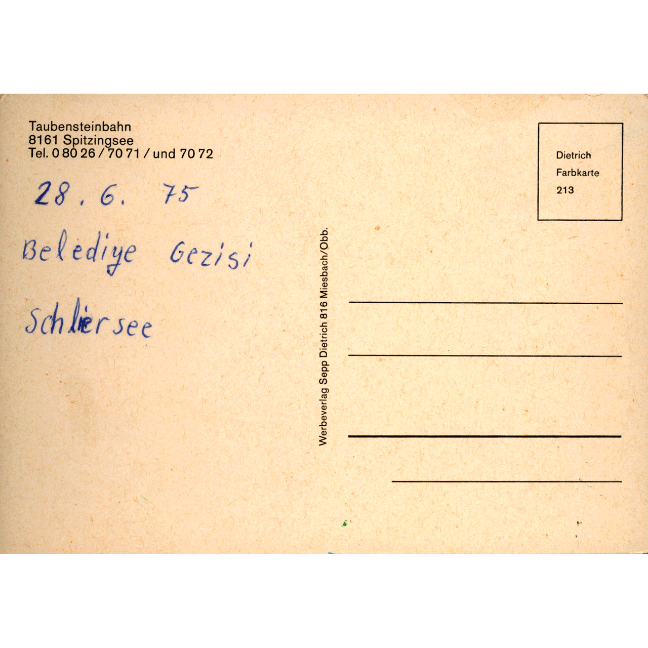 Reverse of TAUBENSTEINBAHN No. 0234 skeletim postcard by Tim Armstrong