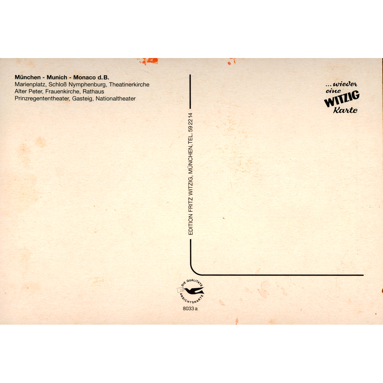 Reverse of MUNICH No. 0236 skeletim postcard by Tim Armstrong