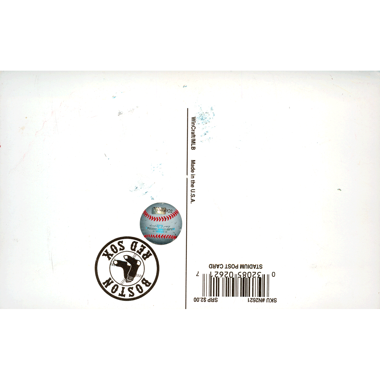 Reverse of FENWAY PARK No. 0245 skeletim postcard by Tim Armstrong