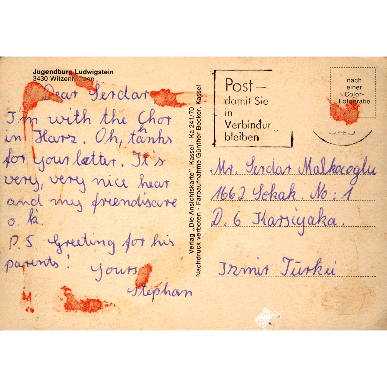 Reverse of JUGENDBURG LUDWIGSTEIN No. 0256 skeletim postcard by Tim Armstrong