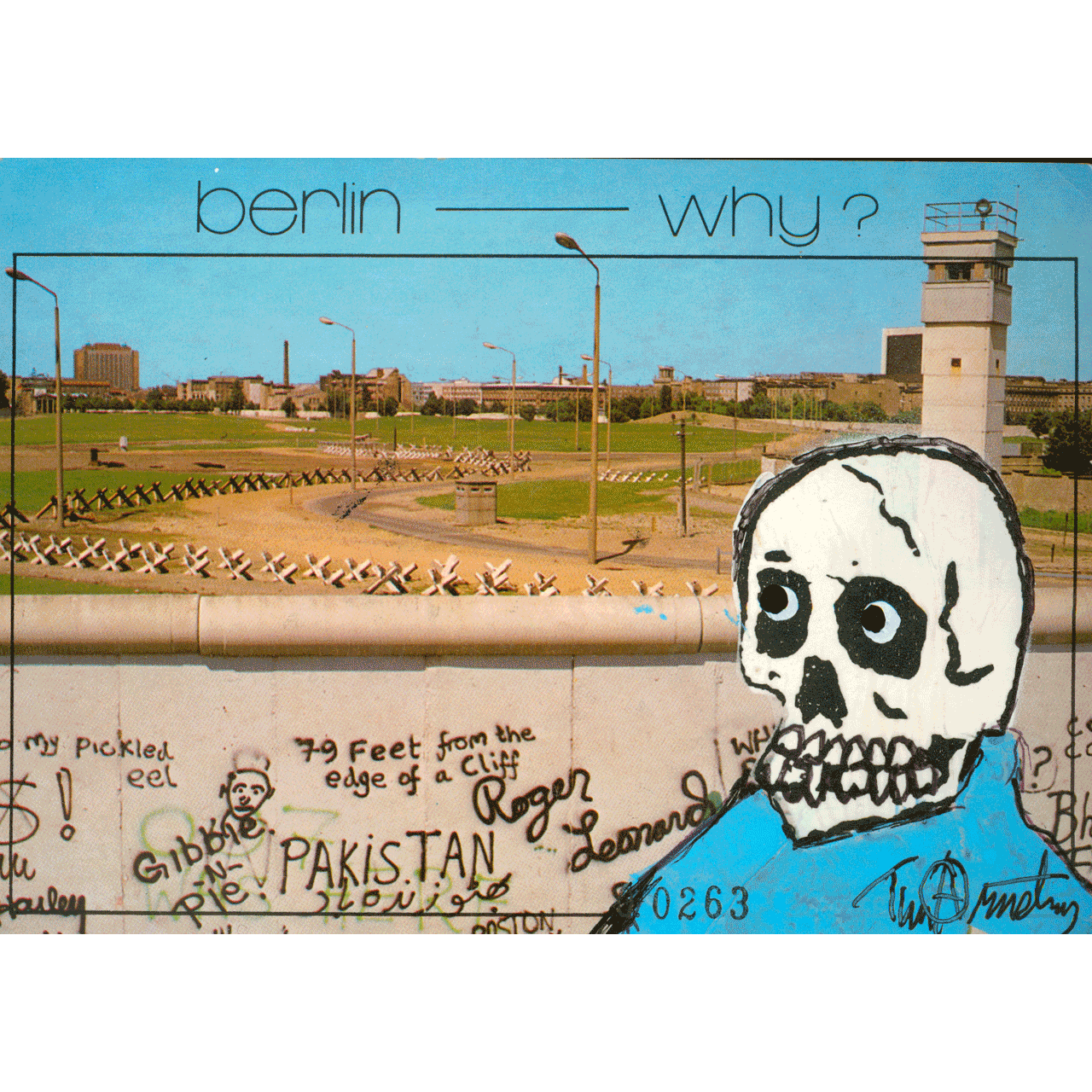 BERLIN WHY No. 0263 skeletim postcard, hand-drawn skull by Tim Armstrong