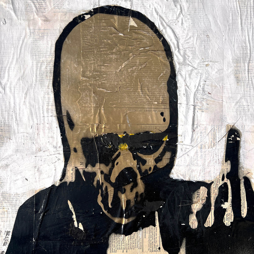 Gold Skull Giving Finger by Tim Armstrong-Original Artwork-Poster Child Prints