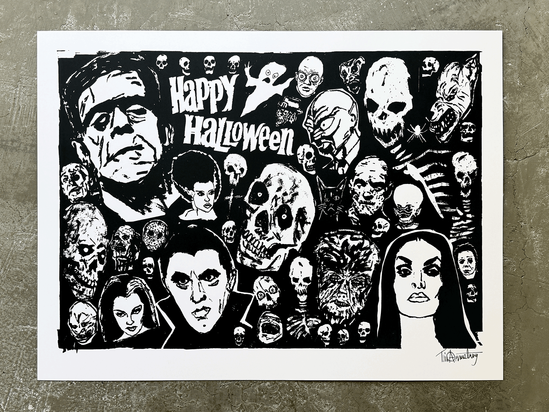 “Tim Armstrong silkscreen print—one-color edition, 18×24 inches.”