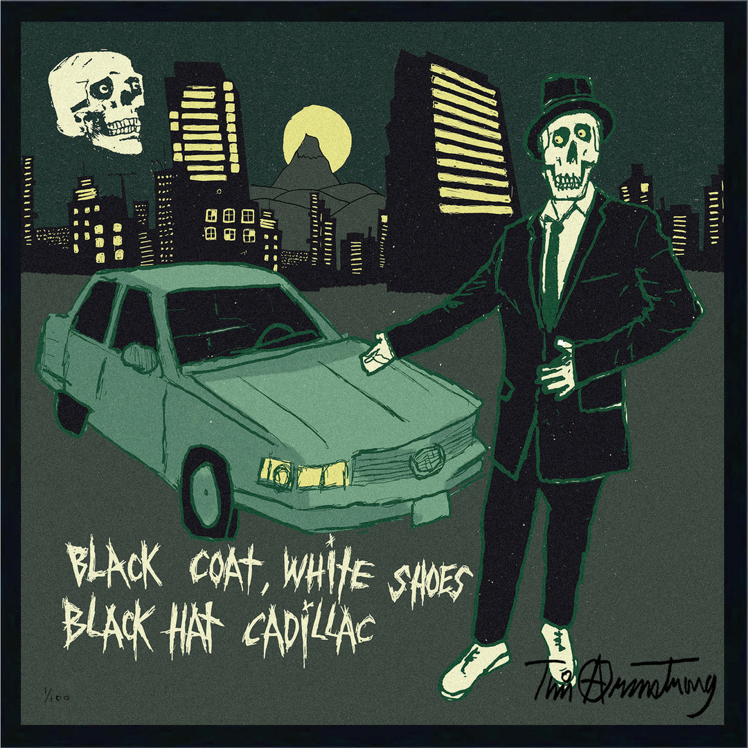 TIME BOMB. BLACK COAT, WHITE SHOES, BLACK HAT, CADILLAC