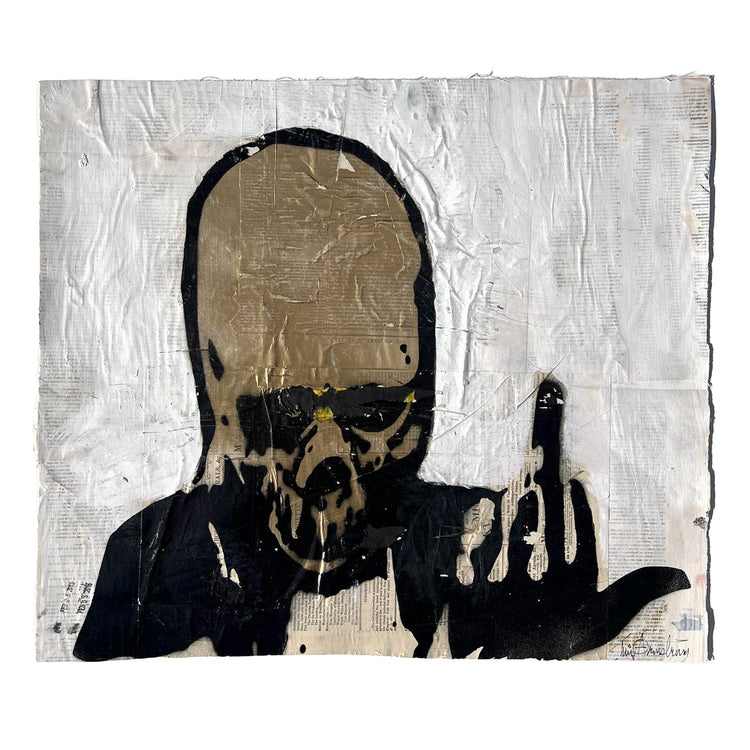 Gold Skull Giving Finger by Tim Armstrong-Original Artwork-Poster Child Prints